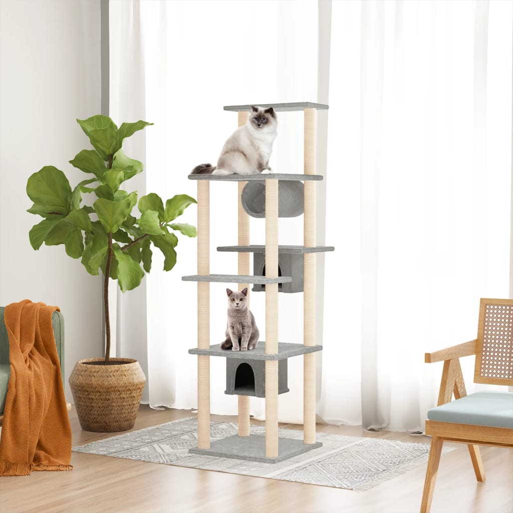 Vidaxl Cat Meubles avec Sisal Scratch Posts 169 cm Gris clair