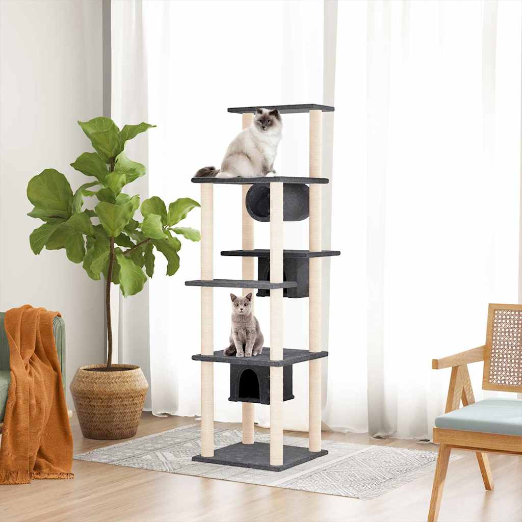Vidaxl Cat Furniture avec Sisal Scratch Posts 169 cm Gris foncé