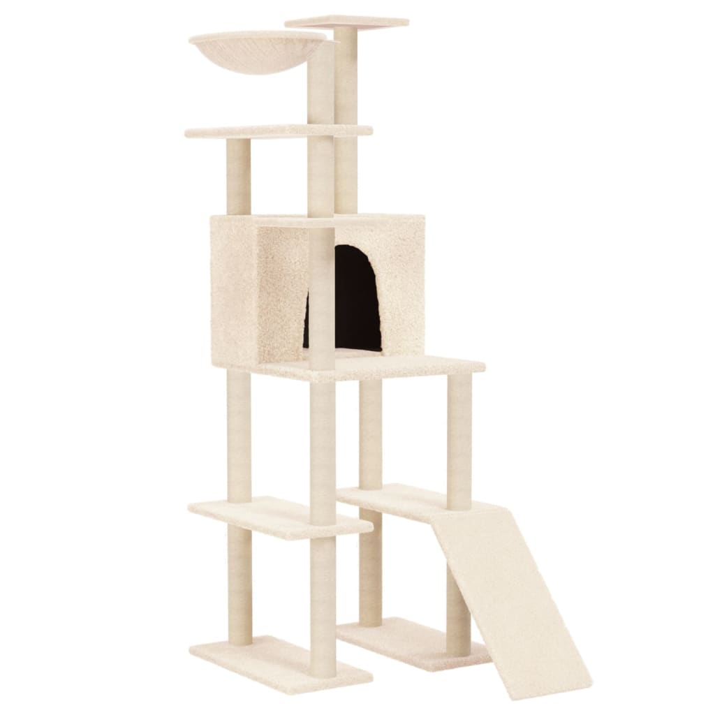 Vidaxl Cat Furniture avec Sisal Scratch Posts 166 cm Crème -Colored