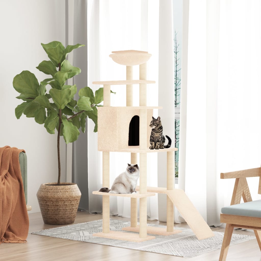 Vidaxl Cat Furniture avec Sisal Scratch Posts 166 cm Crème -Colored