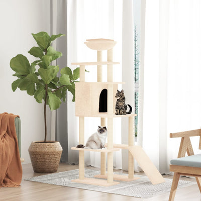 Vidaxl Cat Furniture avec Sisal Scratch Posts 166 cm Crème -Colored