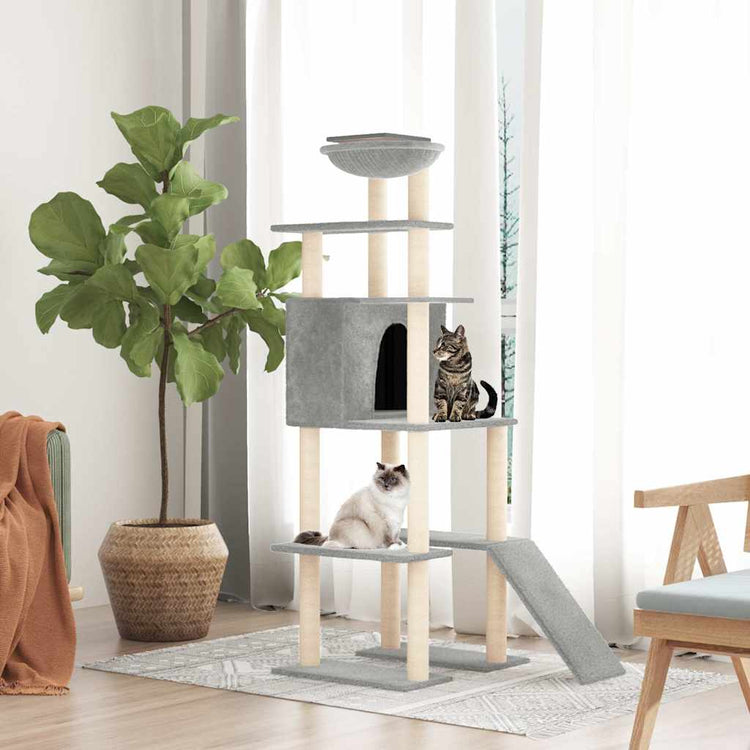 Vidaxl Cat Furniture avec Sisal Scratch Posts 166 cm Gris clair