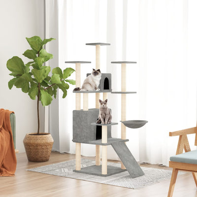 Vidaxl Cat Meubles avec Sisal Scratch Posts 154 cm Gris clair