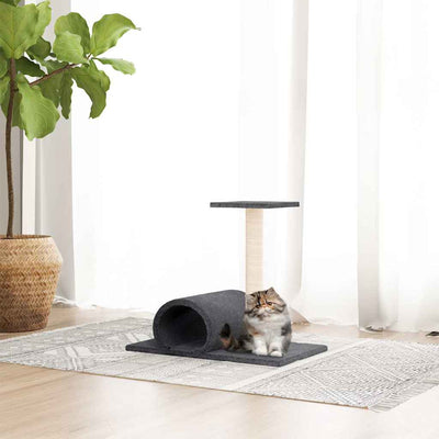 Meubles de chat vidaxl avec tunnel 60x34.5x50 cm gris foncé