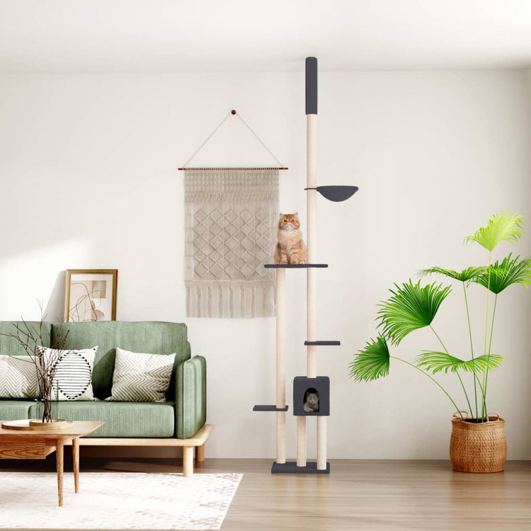 Vidaxl Cat Furniture Floor au plafond 258,5-284,5 cm Gris foncé