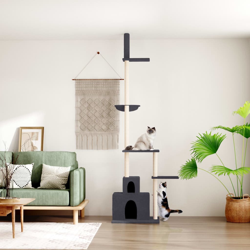 Vidaxl Cat Furniture Floor au plafond 250,5-276,5 cm gris foncé