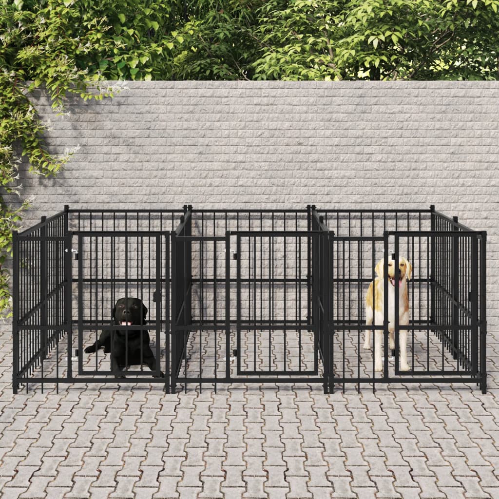 Vidaxl Dog Kennel pour l'extérieur de 5,63 m² en acier