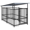 Vidaxl Chienne de chien avec toit 1,88 m² en acier