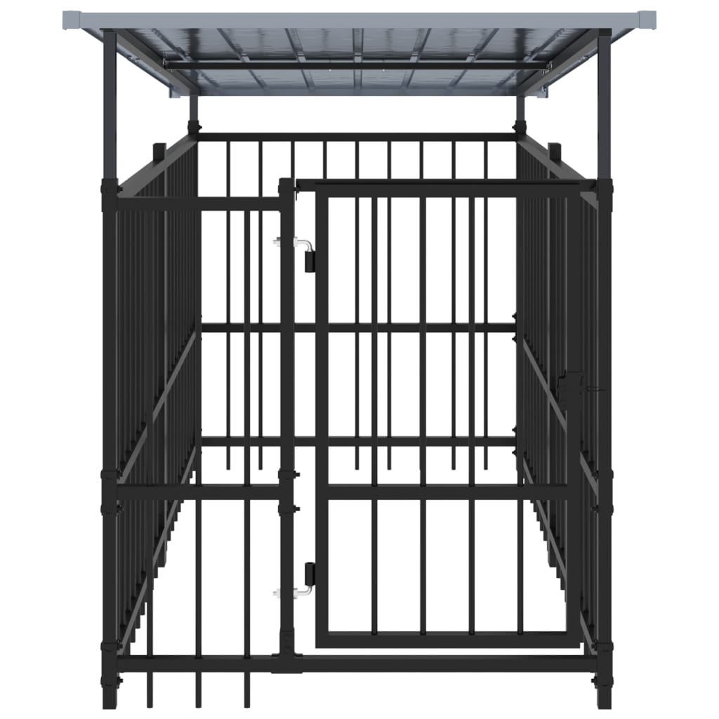 Vidaxl Chienne de chien avec toit 1,88 m² en acier