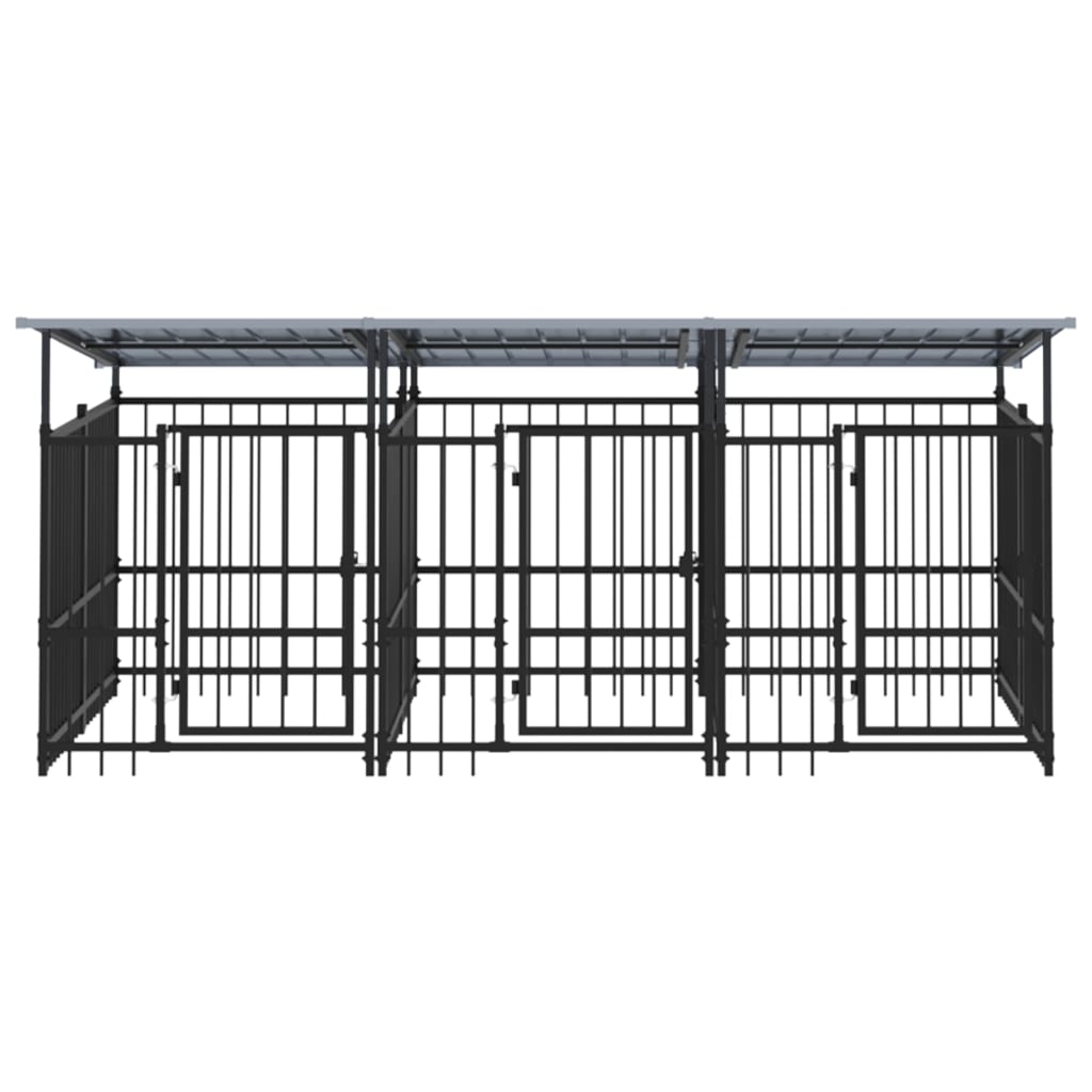 Vidaxl Chien Kennel avec toit 5,63 m² en acier