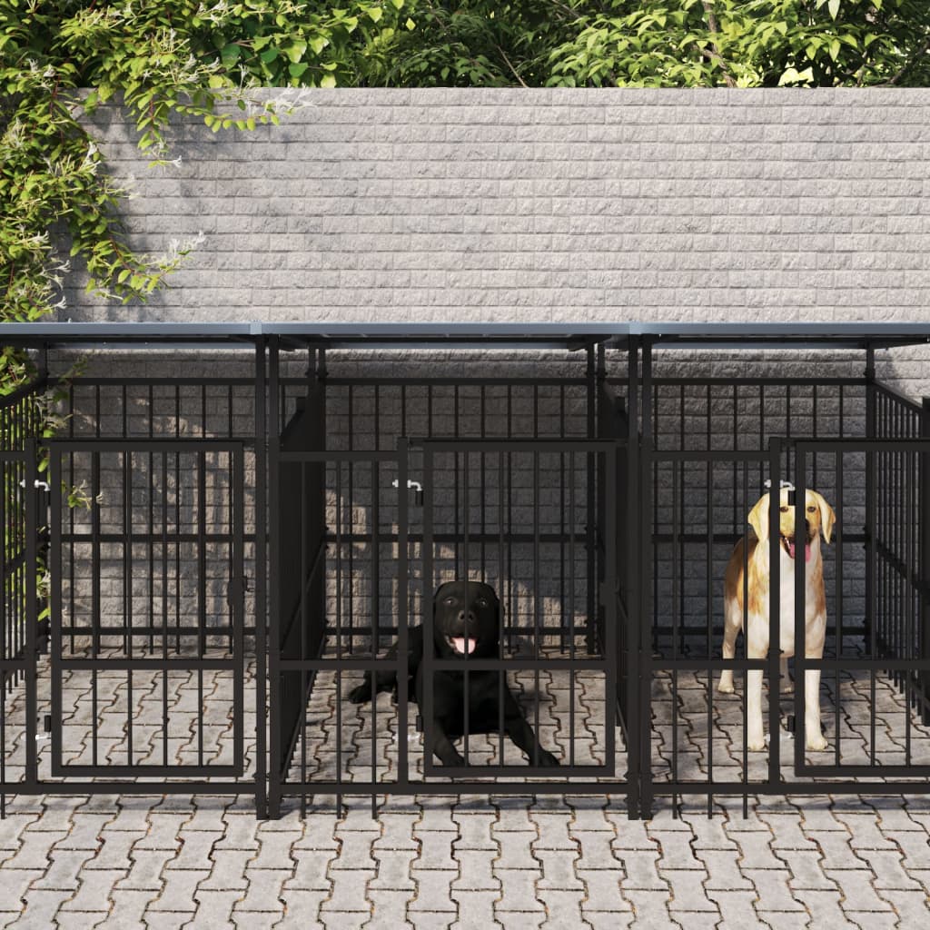 Vidaxl Chien Kennel avec toit 5,63 m² en acier