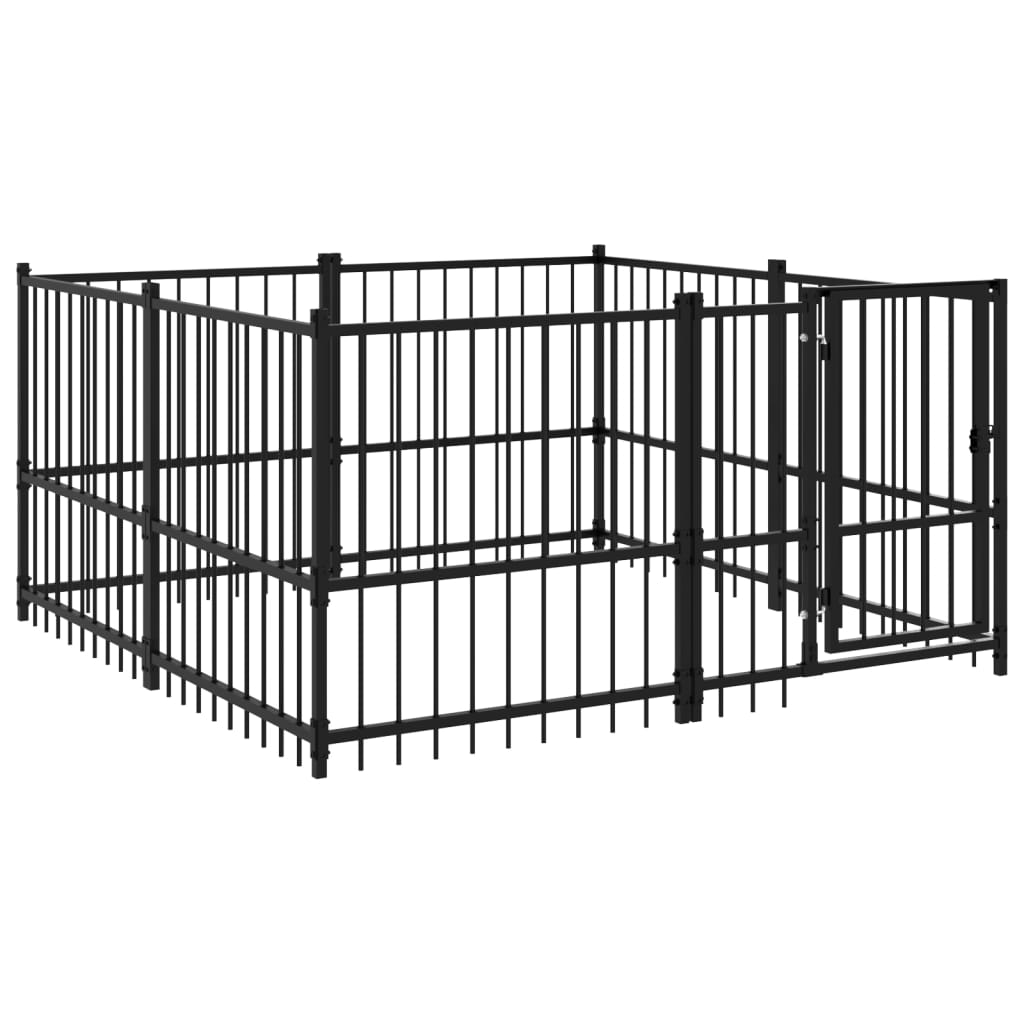 Vidaxl Chien Kennel pour l'extérieur de 3,75 m² en acier