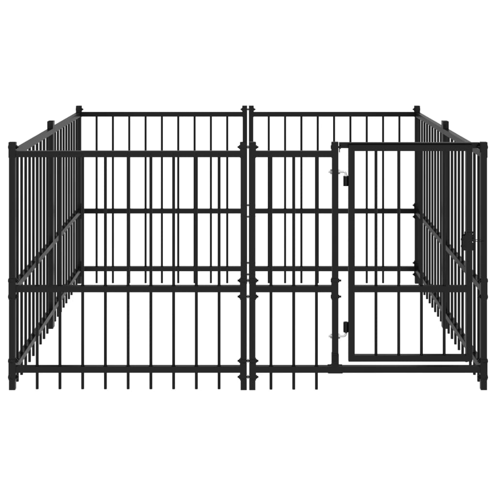 Vidaxl Chien Kennel pour l'extérieur de 3,75 m² en acier
