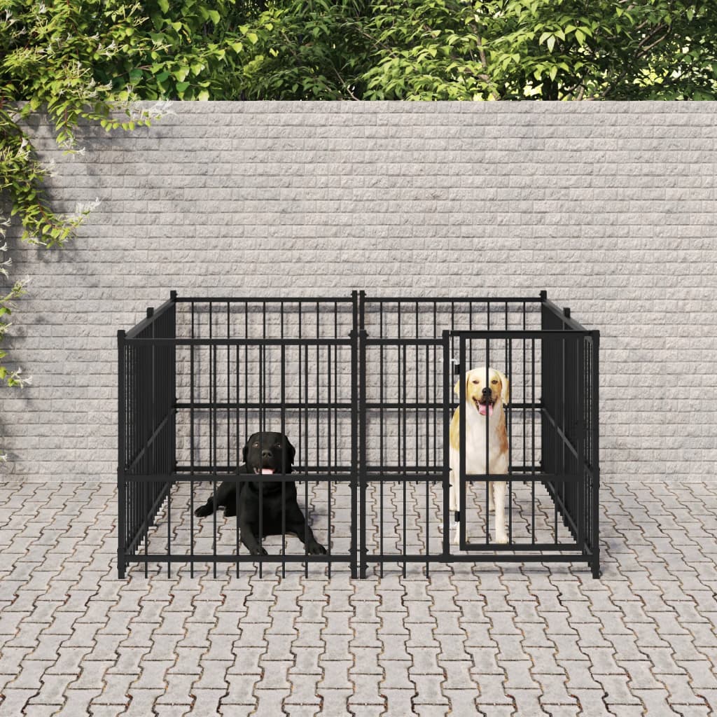 Vidaxl Chien Kennel pour l'extérieur de 3,75 m² en acier