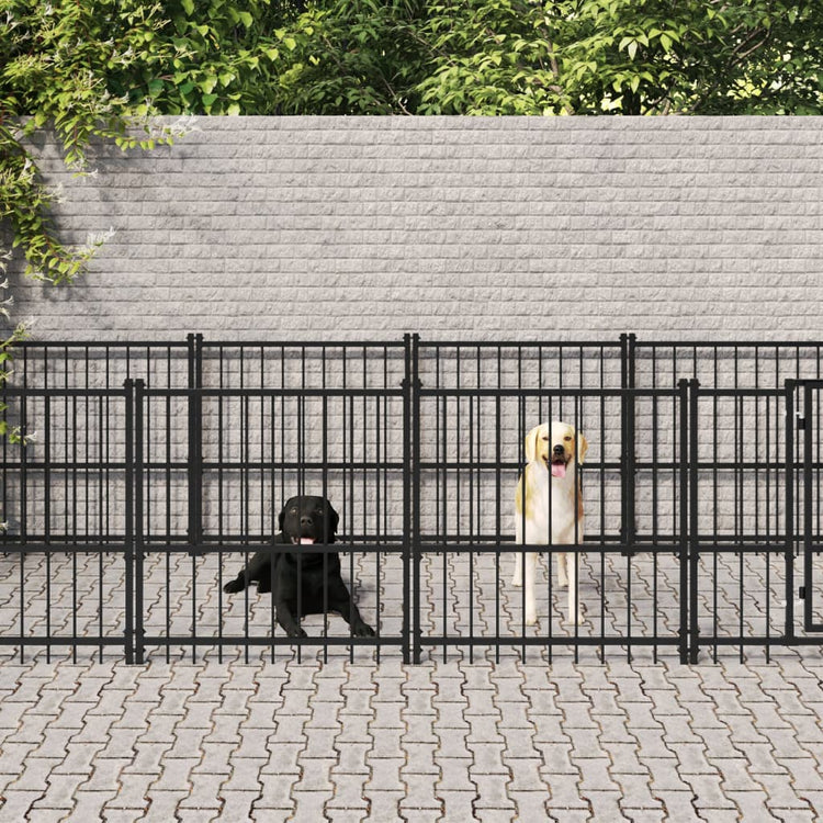 Vidaxl Dog Kennel pour l'extérieur de 13,14 m² en acier