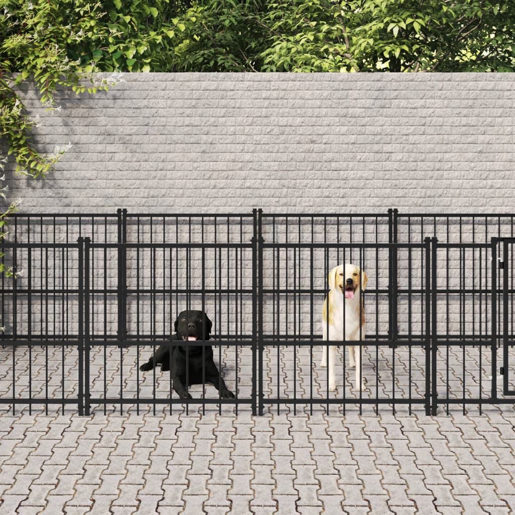 Vidaxl Chienne de chien pour l'extérieur de 18,77 m² en acier