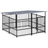Vidaxl Chien Kennel avec toit 3,75 m² en acier