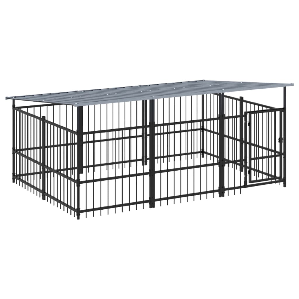 Vidaxl Chien Kennel avec toit 5,63 m² en acier