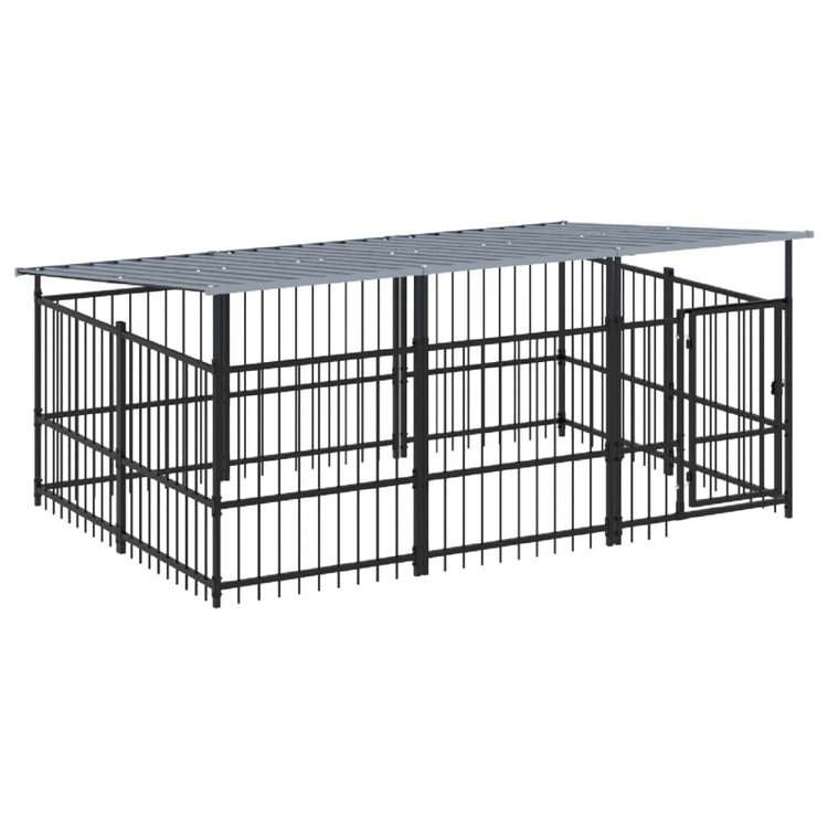 Vidaxl Chien Kennel avec toit 5,63 m² en acier