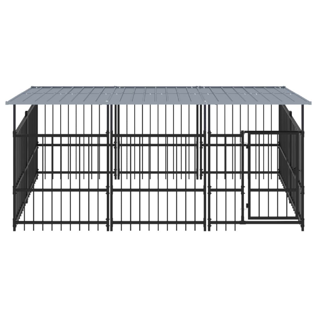 Vidaxl Chien Kennel avec toit 5,63 m² en acier
