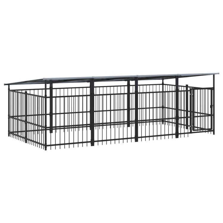 Vidaxl Chien Kennel avec toit 7,51 m² en acier