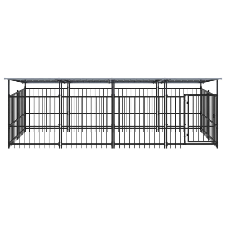 Vidaxl Chien Kennel avec toit 7,51 m² en acier