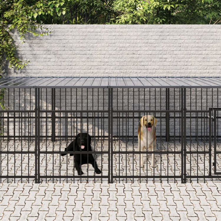 Vidaxl Chien Kennel avec toit 7,51 m² en acier