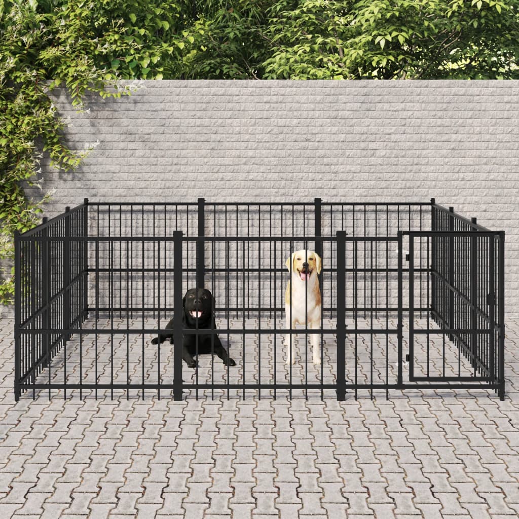 Vidaxl Chienne Kennel pour l'extérieur de 8,47 m² en acier