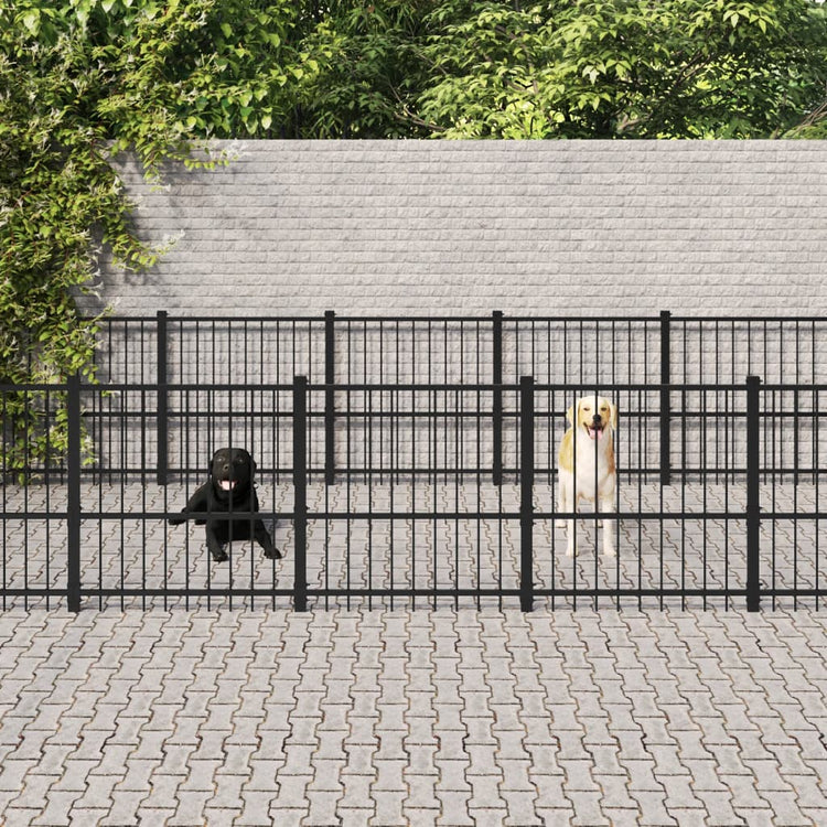 Vidaxl Dog Kennel pour l'extérieur de 14,11 m² en acier
