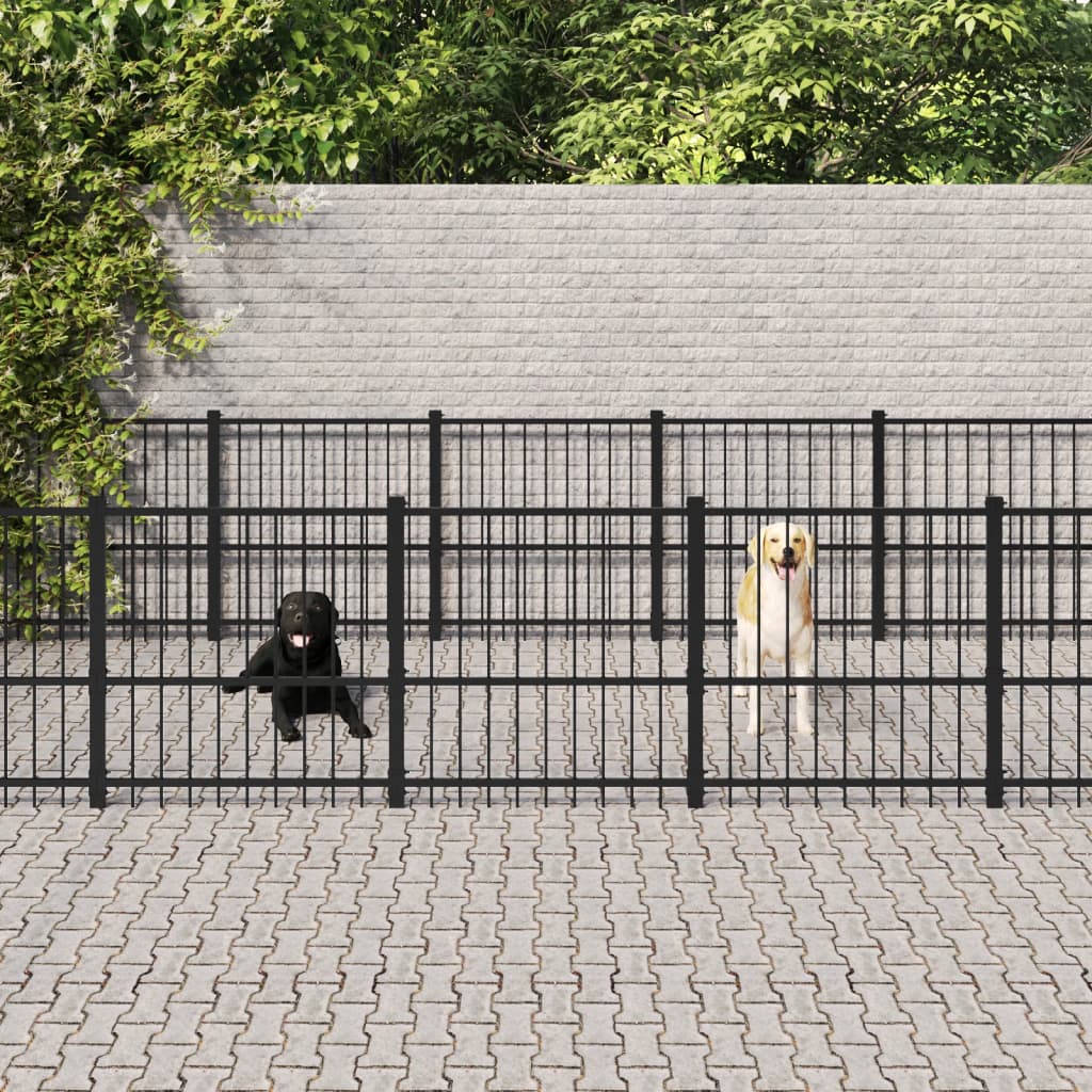 Vidaxl Chienne de chien pour l'extérieur de 19,76 m² en acier