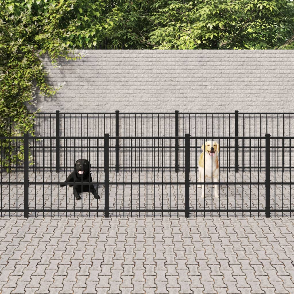 Vidaxl Chienne de chien pour l'extérieur de 22,58 m² en acier
