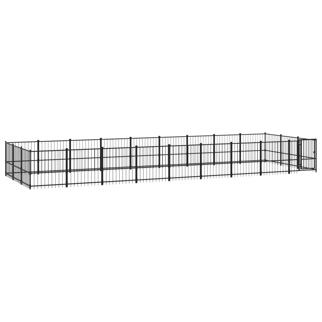 Vidaxl Chienne Kennel pour l'extérieur de 25,4 m² en acier