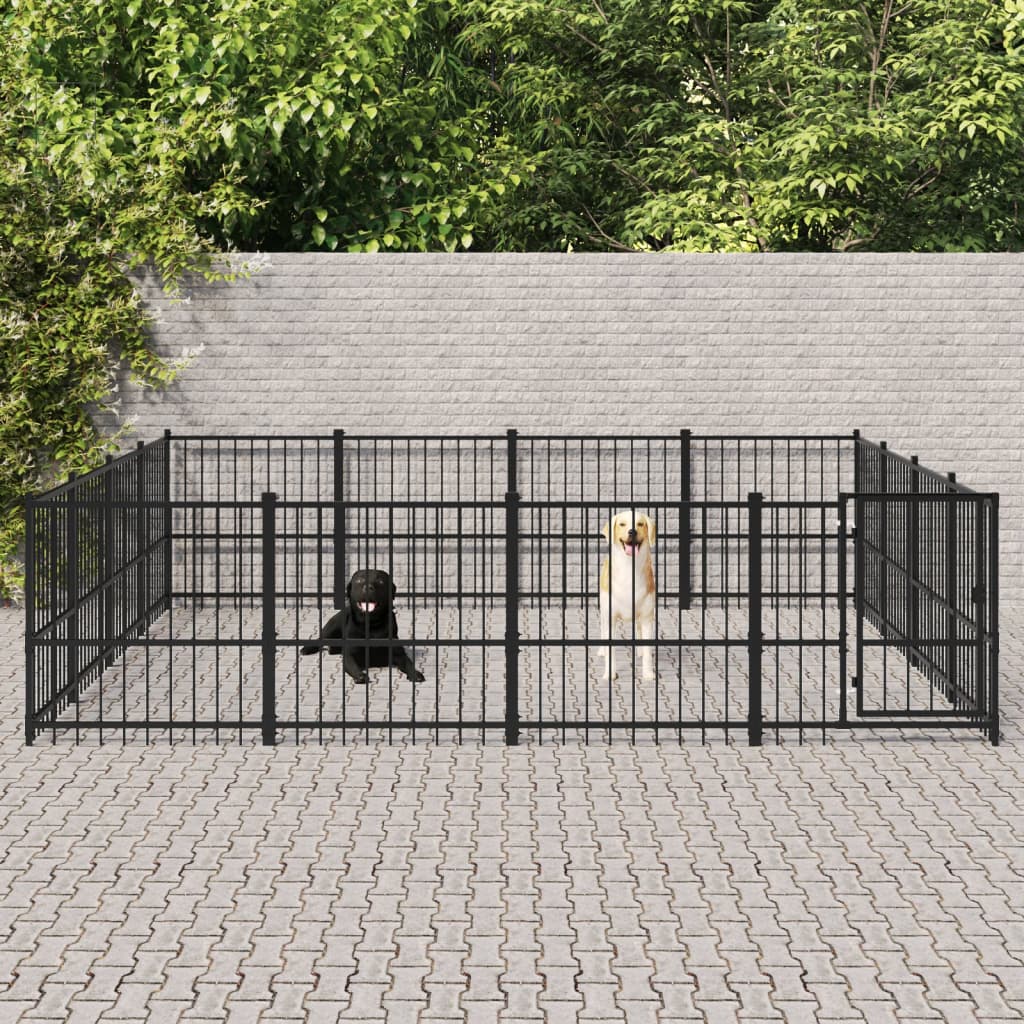 Vidaxl Dog Kennel pour l'extérieur de 15,05 m² en acier