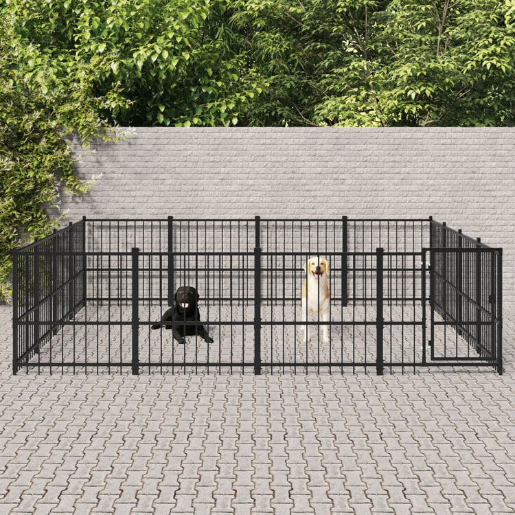 Vidaxl Dog Kennel pour l'extérieur de 15,05 m² en acier