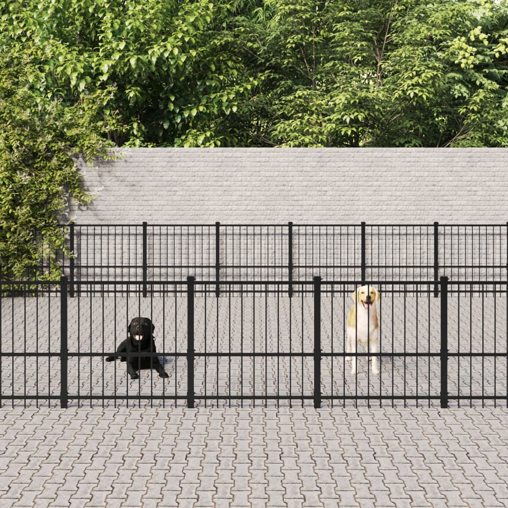 Vidaxl Chien Kennel pour l'extérieur de 52,69 m² en acier