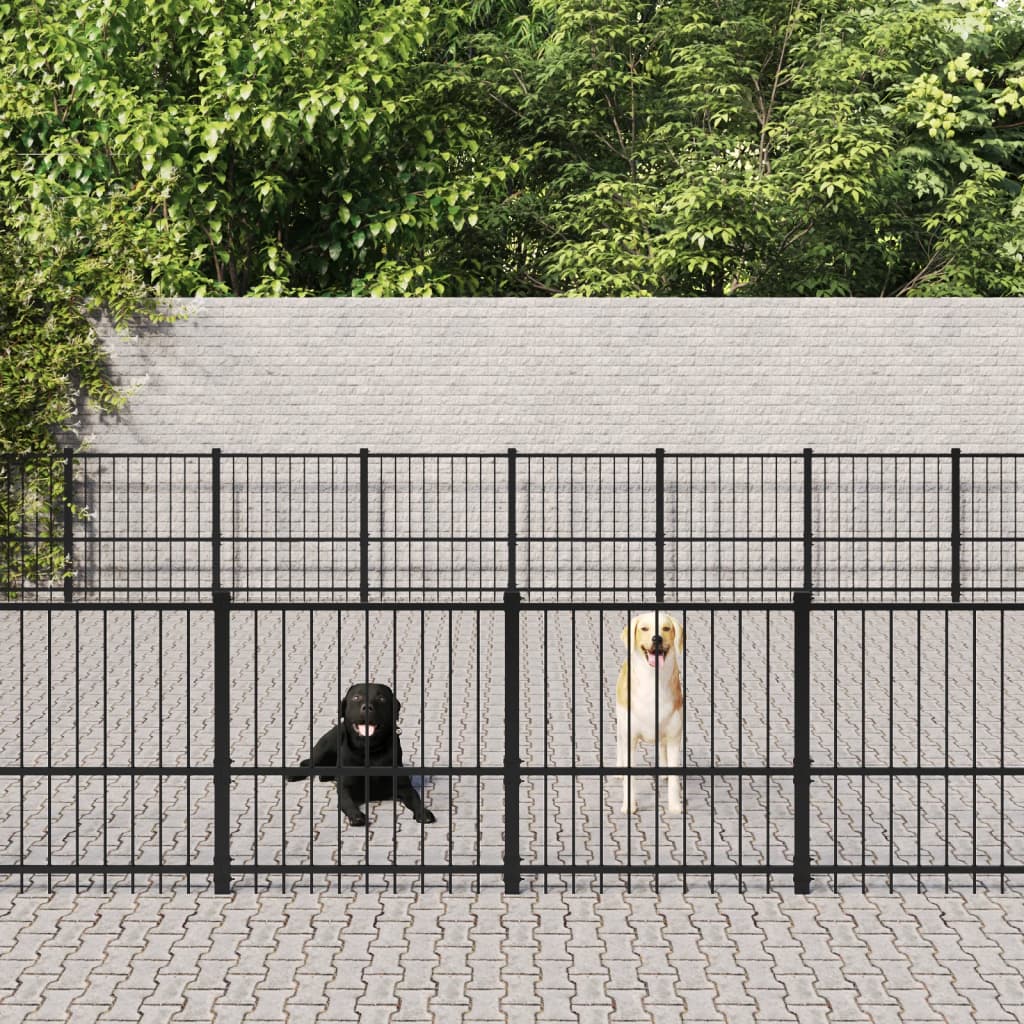 Vidaxl Chien Kennel pour l'extérieur de 60,22 m² en acier