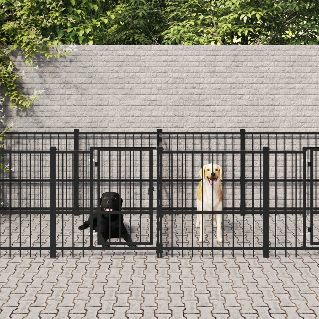 Vidaxl Dog Kennel pour l'extérieur de 15,02 m² en acier