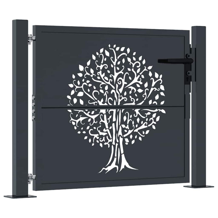 Port vidaxl 105x105 cm avec conception d'arbre anthracite en acier -colore