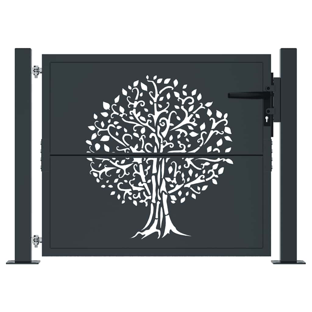 Port vidaxl 105x105 cm avec conception d'arbre anthracite en acier -colore