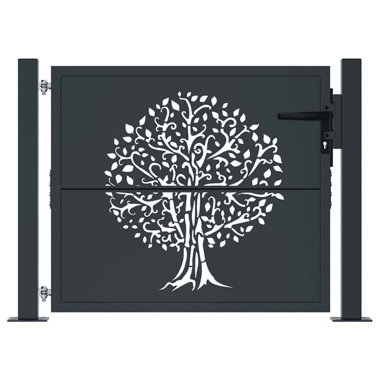 Port vidaxl 105x105 cm avec conception d'arbre anthracite en acier -colore