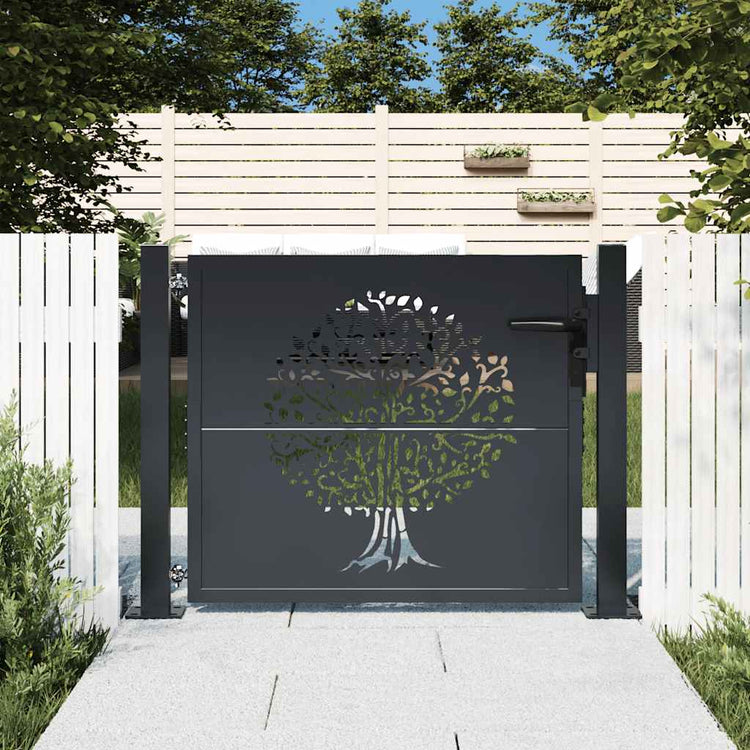 Port vidaxl 105x105 cm avec conception d'arbre anthracite en acier -colore