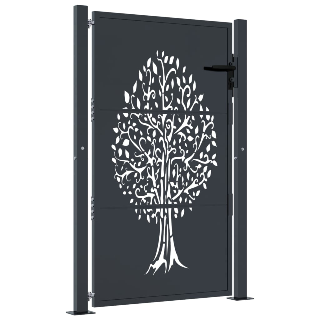 Vidaxl poort 105x130 cm avec arbre conception en acier anthracite -colored