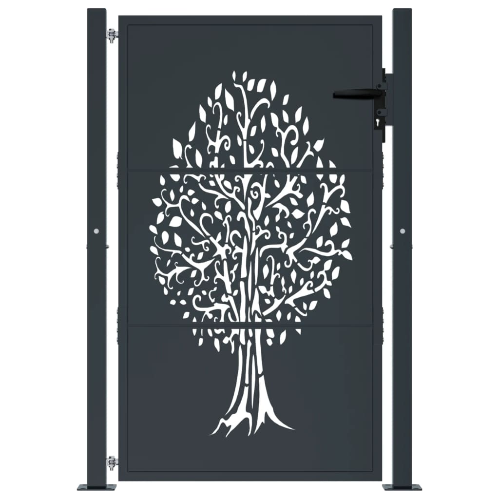 Vidaxl poort 105x130 cm avec arbre conception en acier anthracite -colored