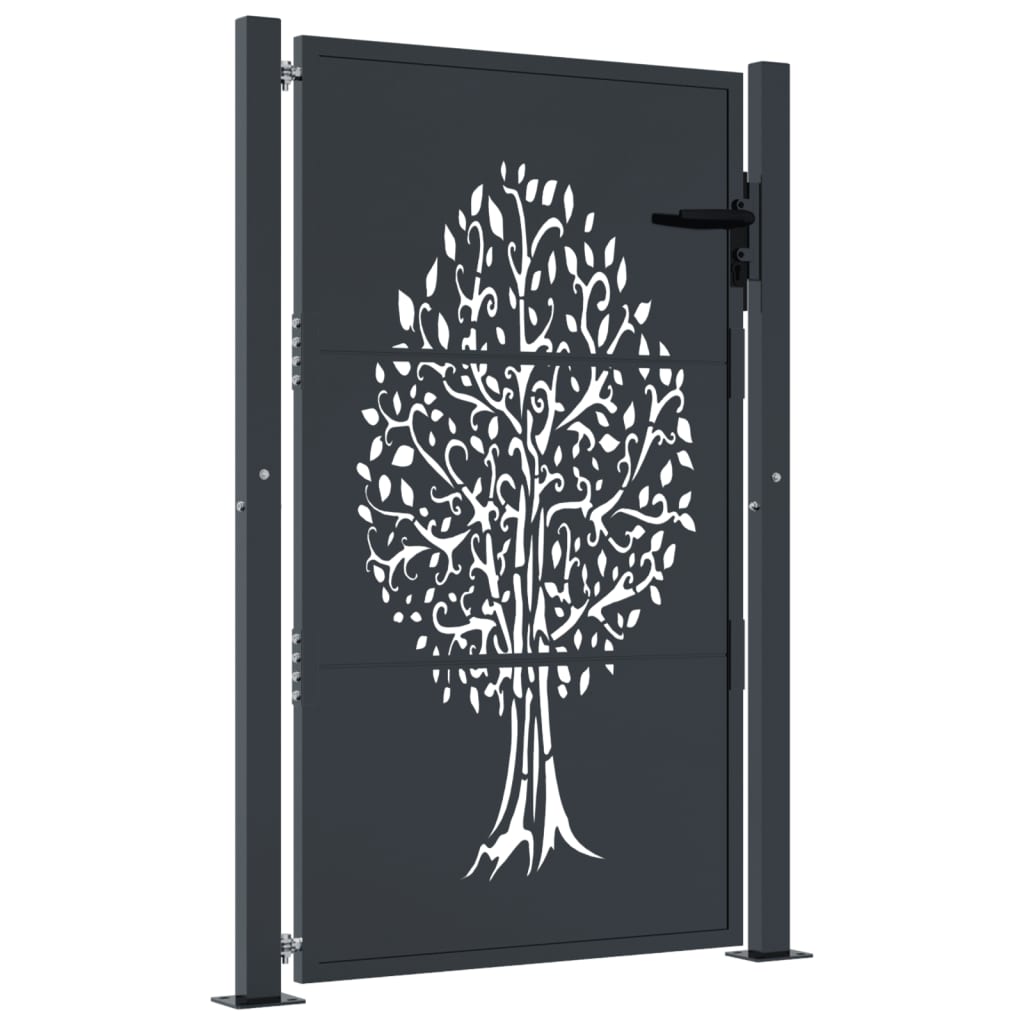 Vidaxl poort 105x155 cm avec arbre conception en acier anthracite -colored