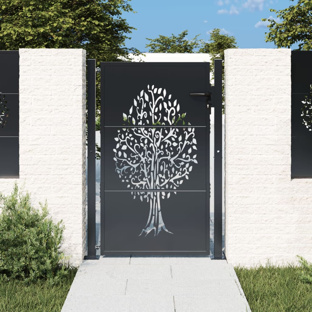 Vidaxl poort 105x155 cm avec arbre conception en acier anthracite -colored