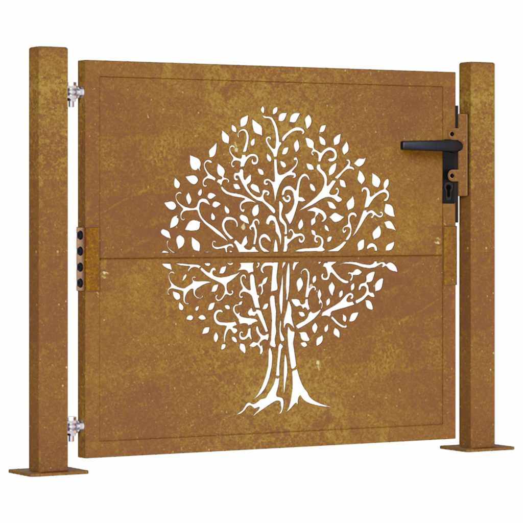 Vidaxl poort 105x80 cm conception d'arbre Cortenstaal
