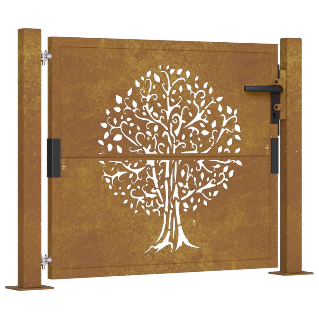 Vidaxl poort 105x105 cm conception d'arbre Cortenstaal