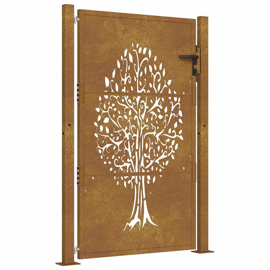 Vidaxl poort 105x130 cm Design d'arbre Cortenstaal