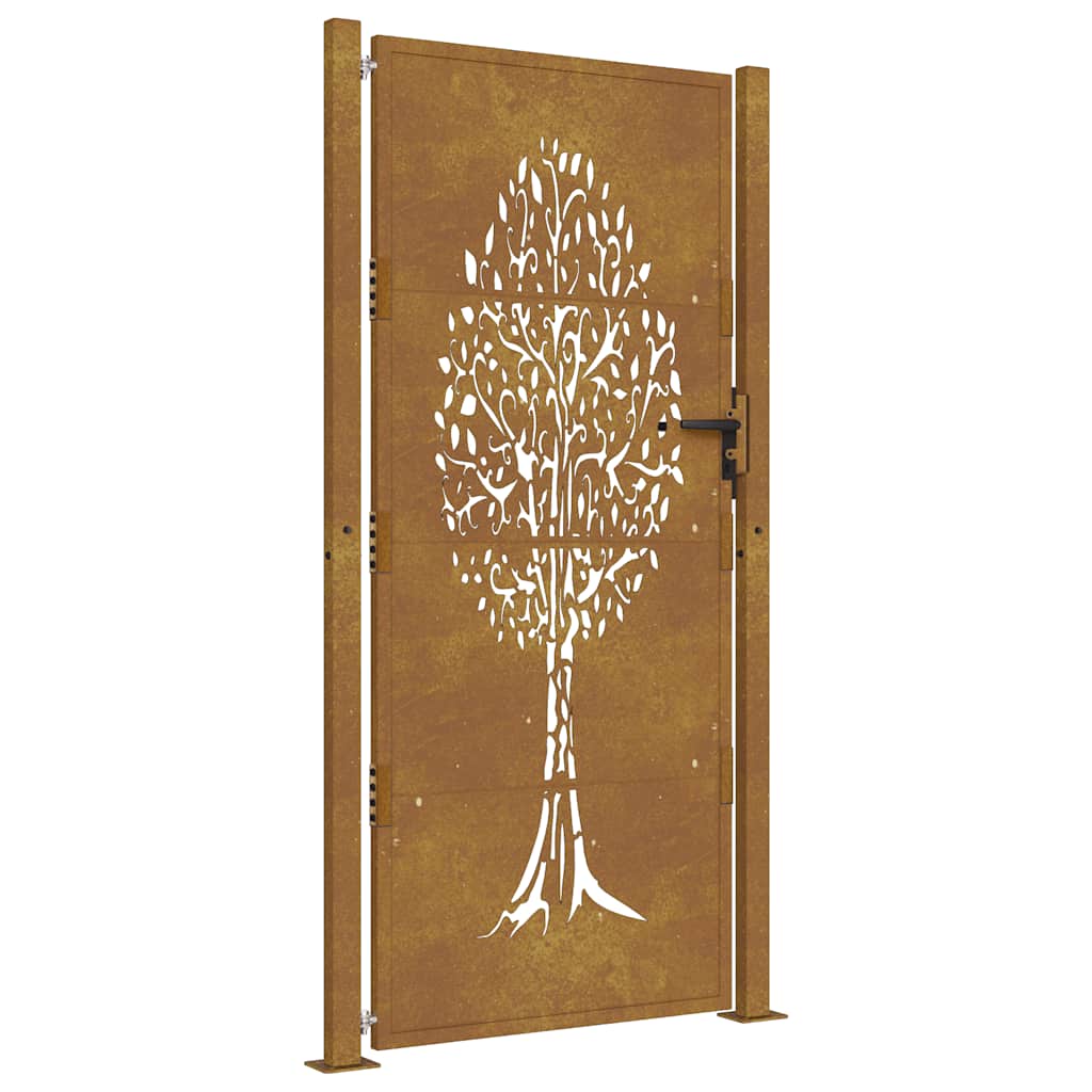 Vidaxl poort 105x180 cm conception d'arbre Cortenstaal