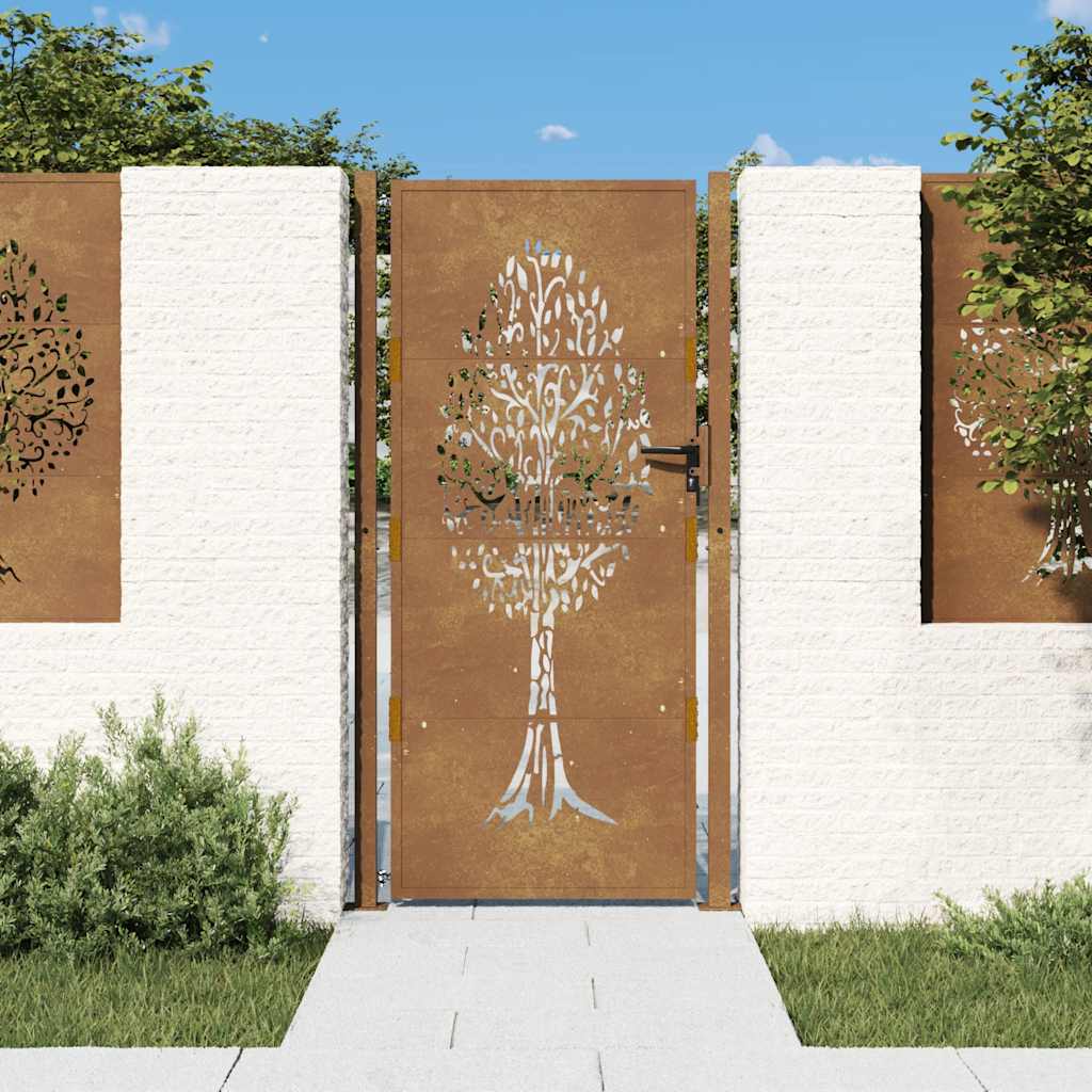 Vidaxl poort 105x180 cm conception d'arbre Cortenstaal